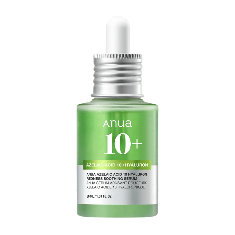 ANUA Azelaic Acid 10+ Hyaluron Serum lugnar rodnad och återfuktar huden effektivt. Innehåller azelainsyra och hyaluronsyra för att minska irritation och stärka hudbarriären. Perfekt för känslig hud. Använd dagligen för synliga resultat.