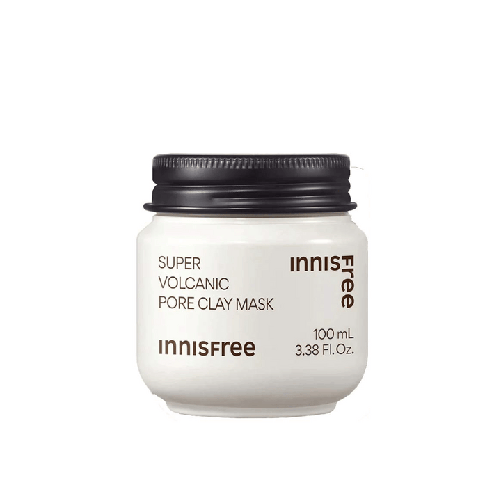 innisfree's Super Volcanic Pore Clay Mask 100ml med porsammandragande egenskaper.