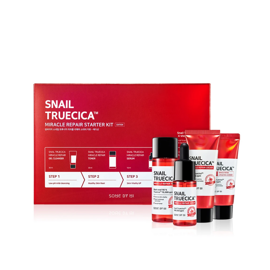 SOME BY MI Snail Truecica Miracle Repair Starter Kit 4 st med en gelrengöring och toner.