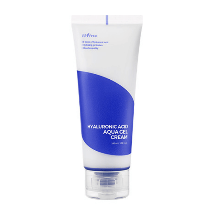 En tub Hyaluronic Acid Aqua Gel Cream 100ml från Isntree för återfuktning i ansiktet.